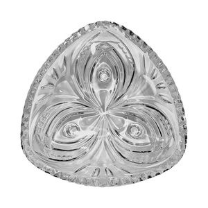 Vintage Three Footed Pressed Cut Glass Candy Dish Triangle Tri-Foot Serving Bowl